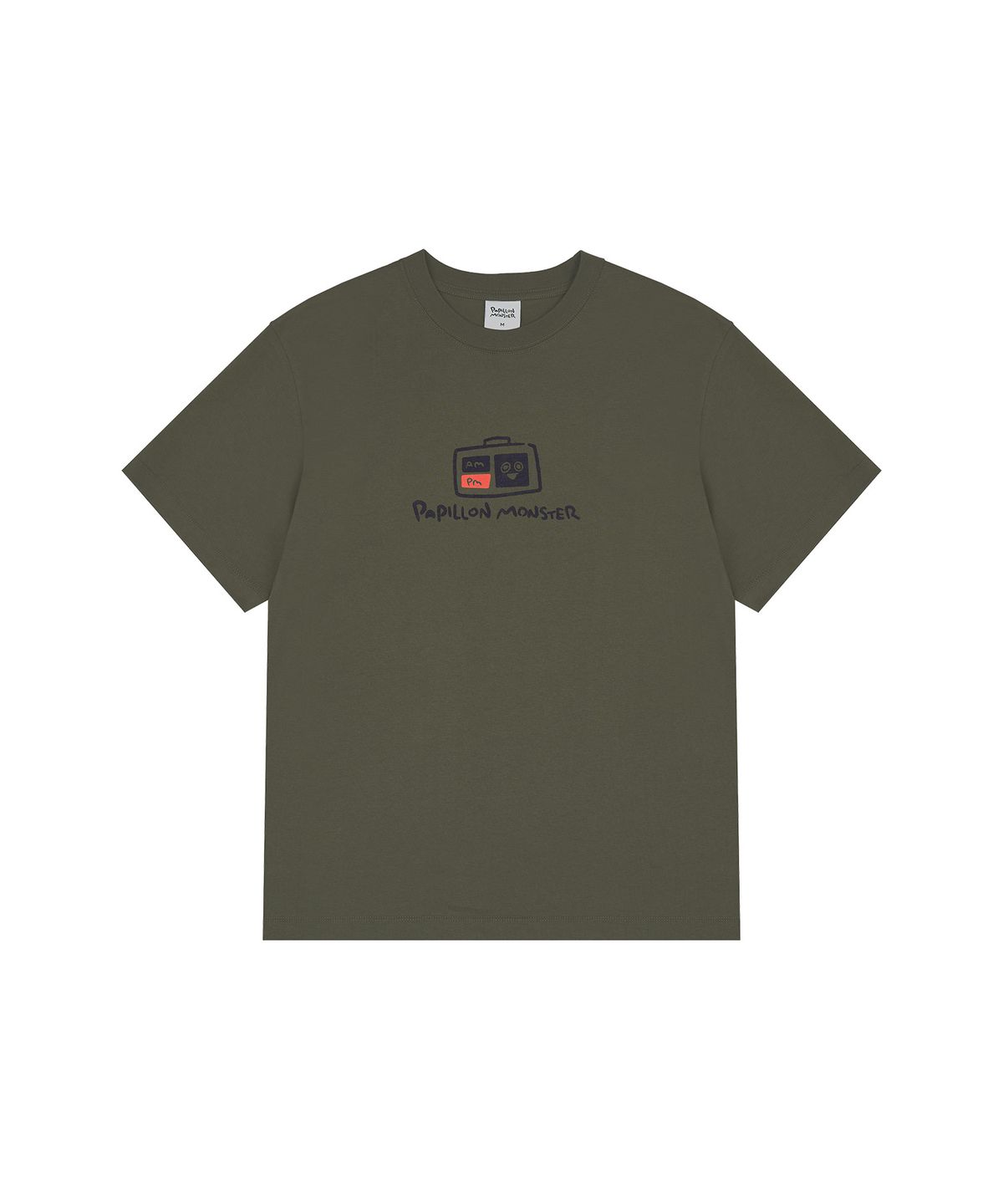 빠삐용 몬스터(PAPILLON MONSTER) S/S PAPI Clock Regular T-shirt_Khaki