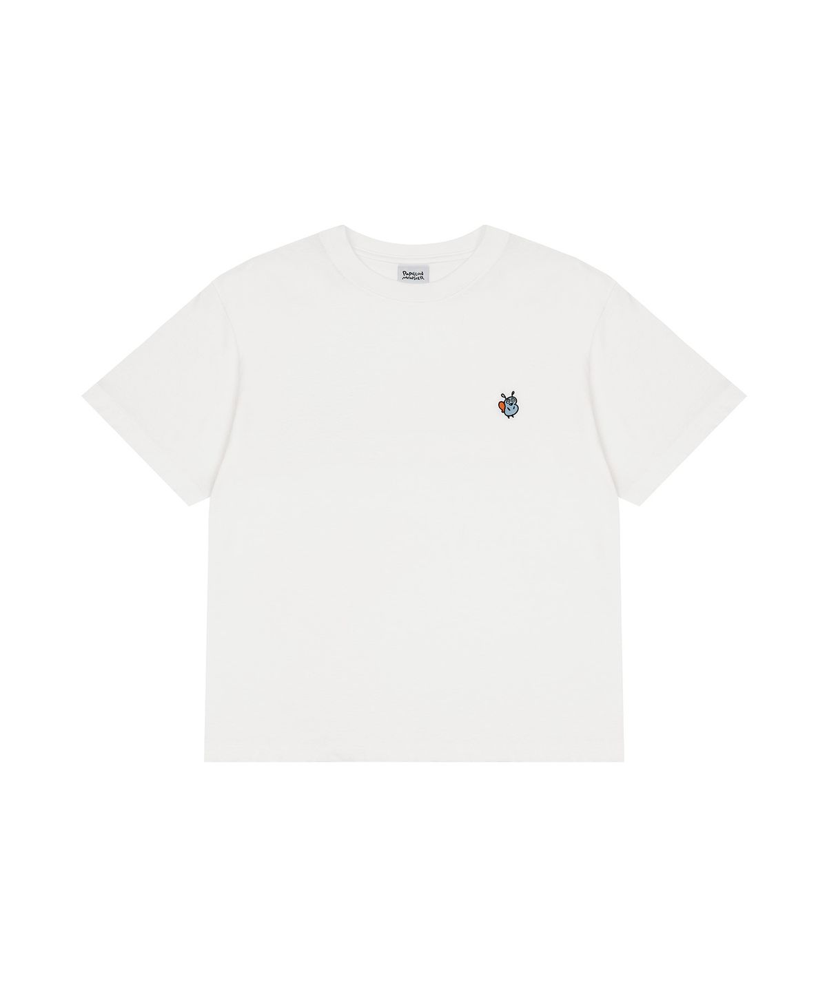빠삐용 몬스터(PAPILLON MONSTER) S/S PAPI Emb Crop fit T-shirt_White