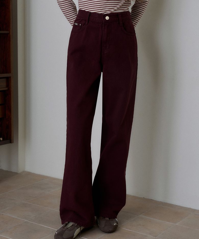 MORVE COLOR COTTON WIDE PANTS 3COL_WINE NAVY CHARCOAL