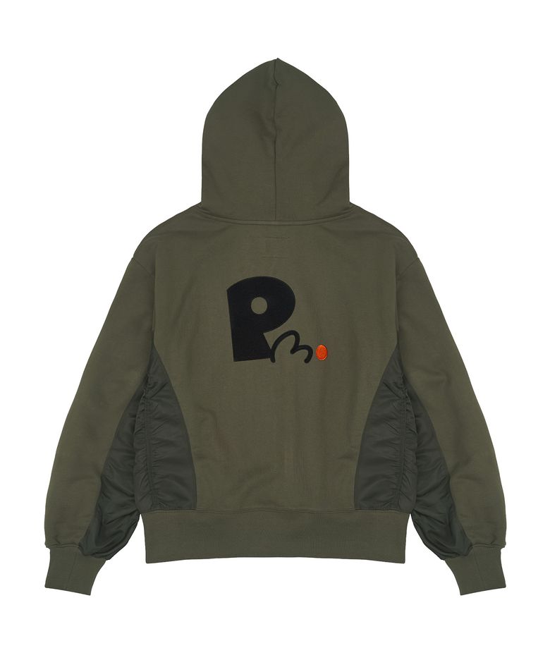 L/S Nylon MA1 PM Hoodie zip-up_Khaki