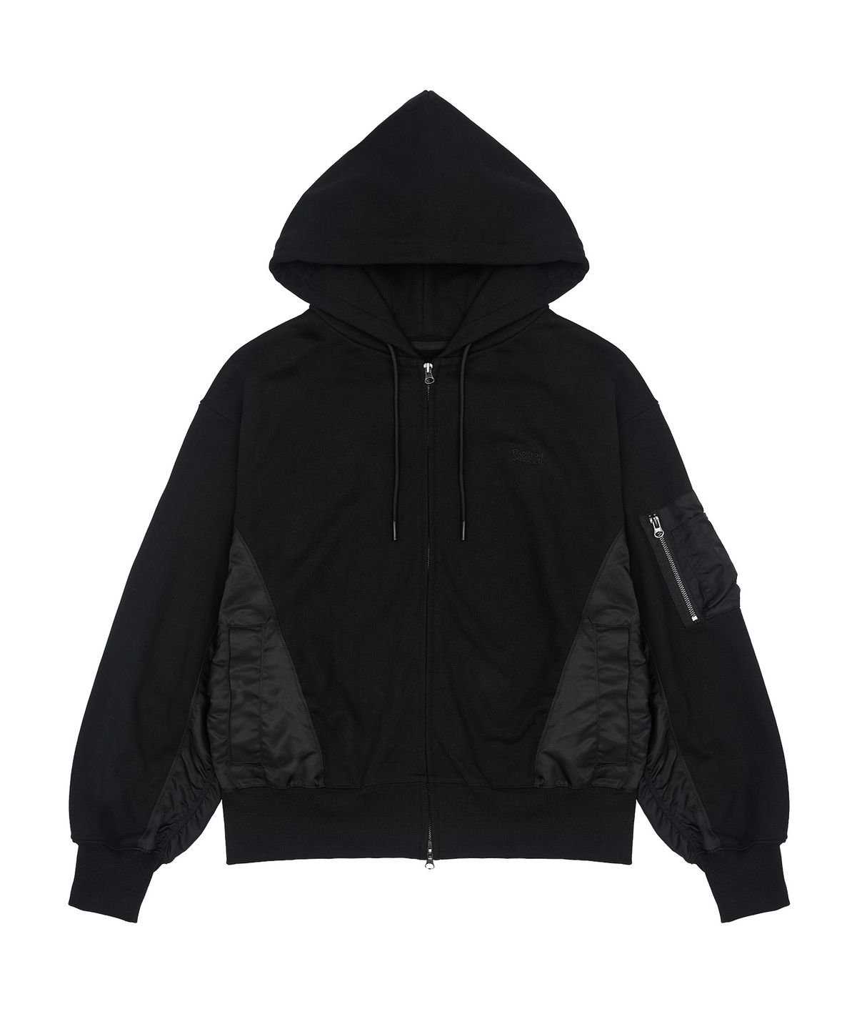 빠삐용 몬스터(PAPILLON MONSTER) L/S Nylon MA1 PM Hoodie zip-up_Black