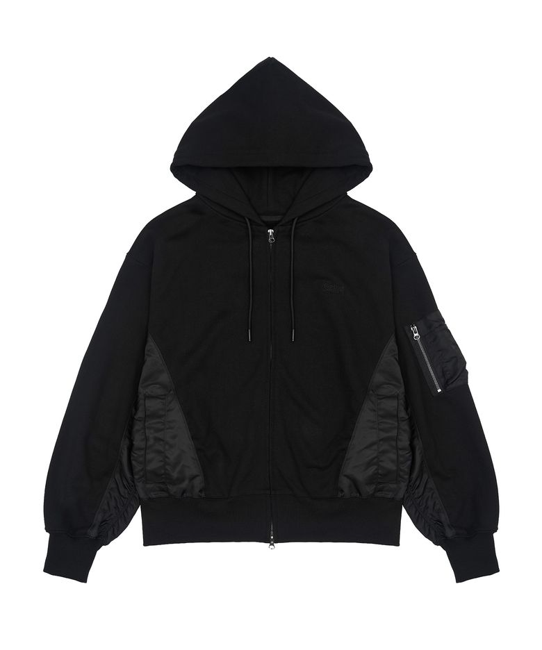 L/S Nylon MA1 PM Hoodie zip-up_Black