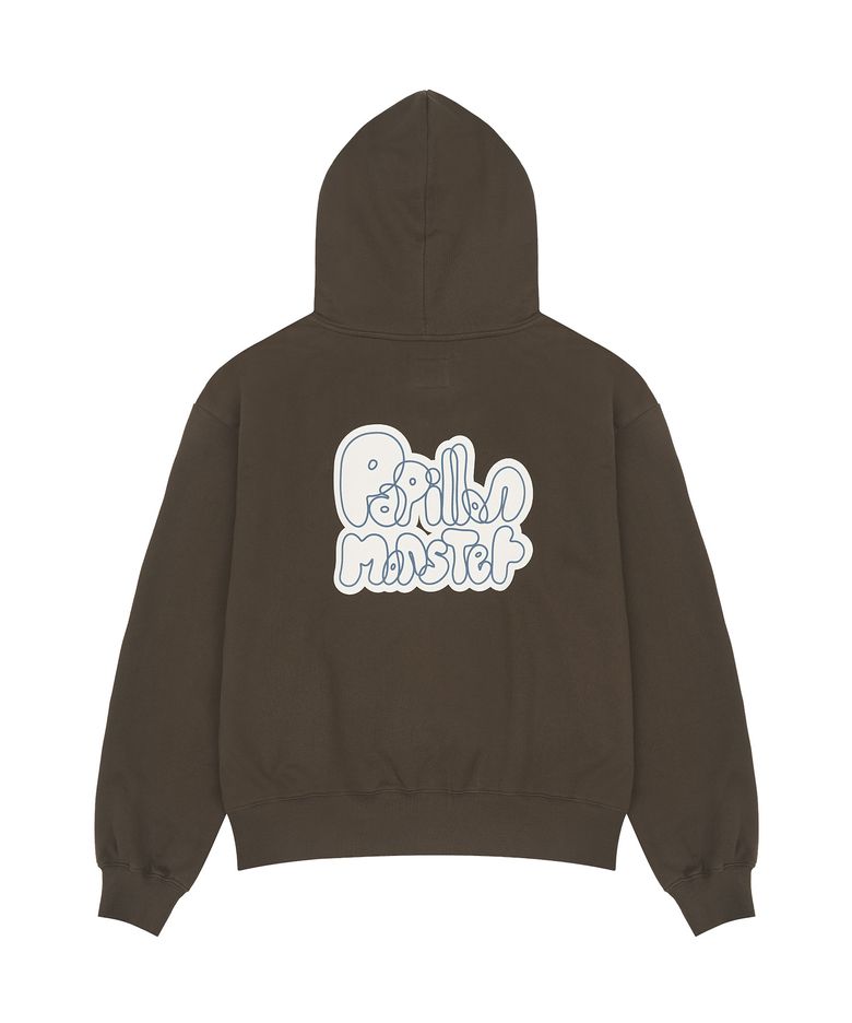 L/S Bold Logo Graphic Hoodie zip-up_Brown
