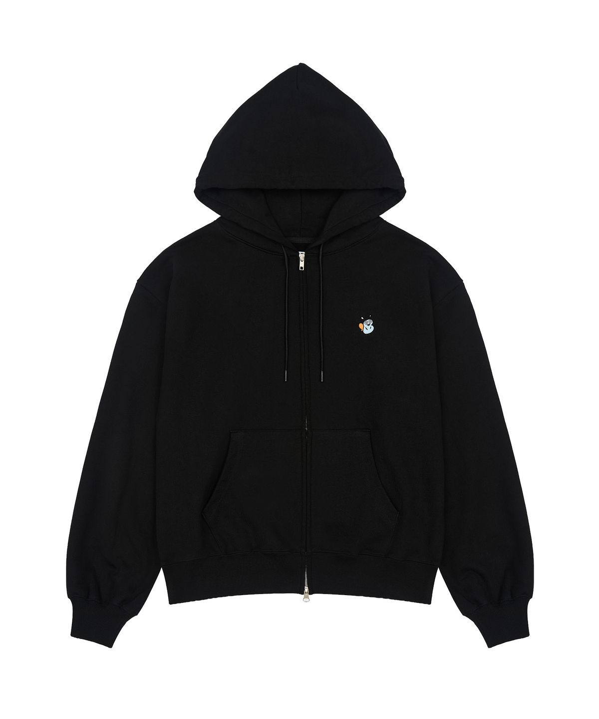 빠삐용 몬스터(PAPILLON MONSTER) L/S PAPI Emb Regular Hoodie zip-up_Black
