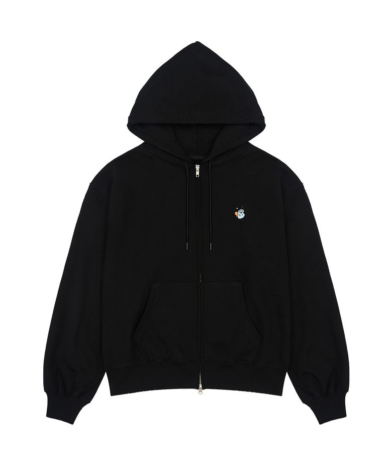 L/S PAPI Emb Regular Hoodie zip-up_Black
