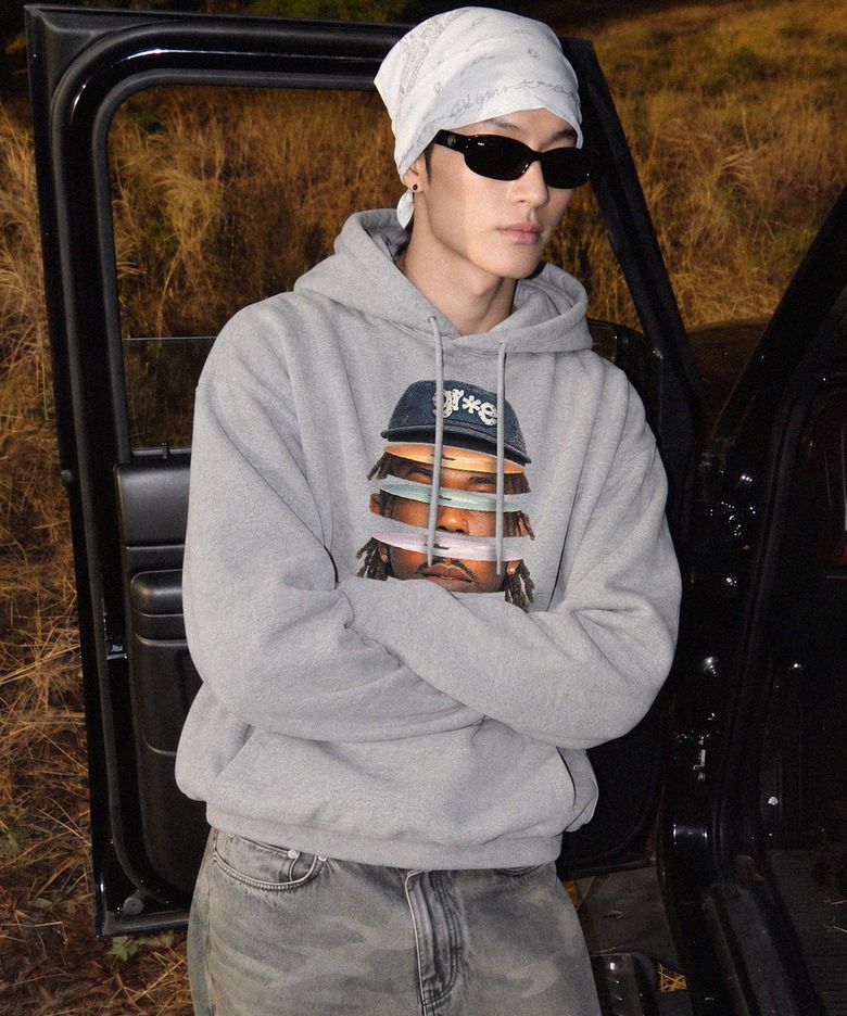 [ODNR UNISEX]Face Grae 후드티_Gray