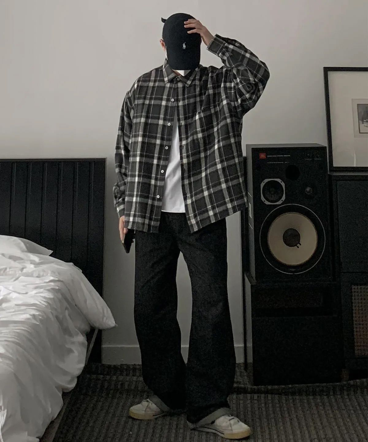 후크(HUKE) 더 시티 헤비 체크 셔츠 (차콜)