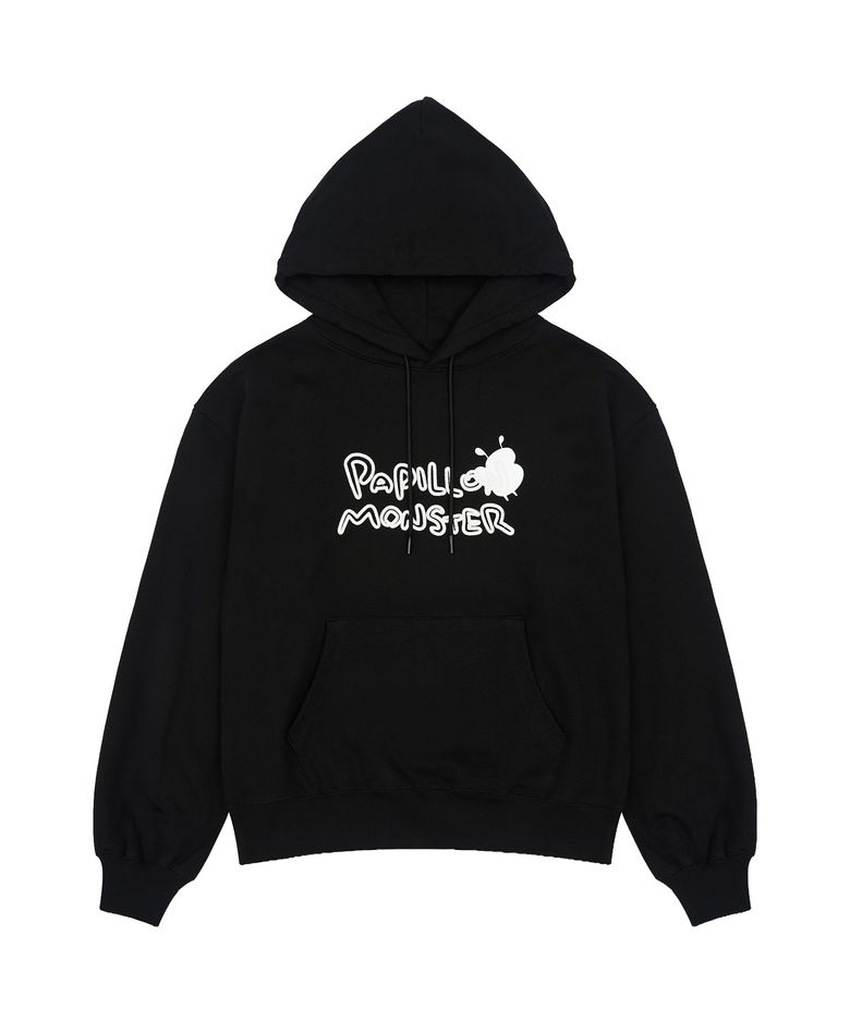 L/S Logo Applique Blur Hoody_Black