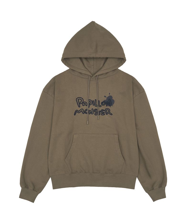 L/S Logo Applique Blur Hoody_L/Brown