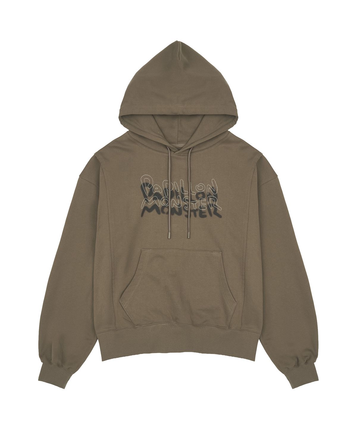 빠삐용 몬스터(PAPILLON MONSTER) L/S Cutoff Shadow Loose Hoody_L/Brown