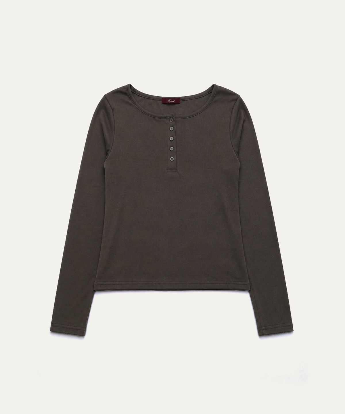 톤드(TONED) Henley neck long sleeve t-shirt (deep brown)