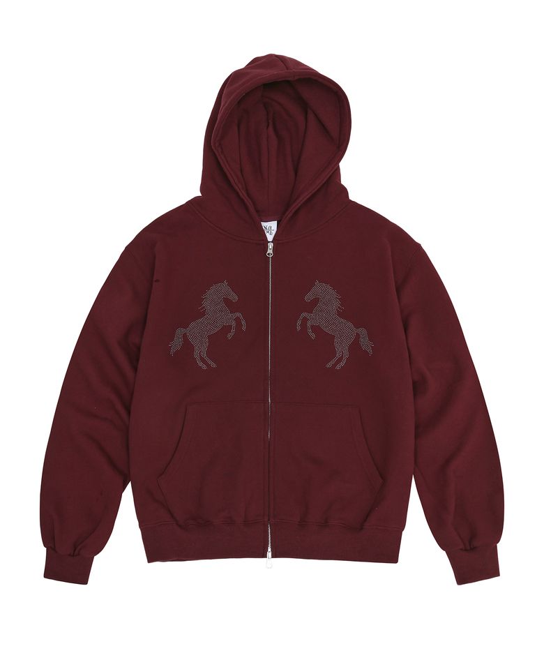 horse hood zip up (wine)