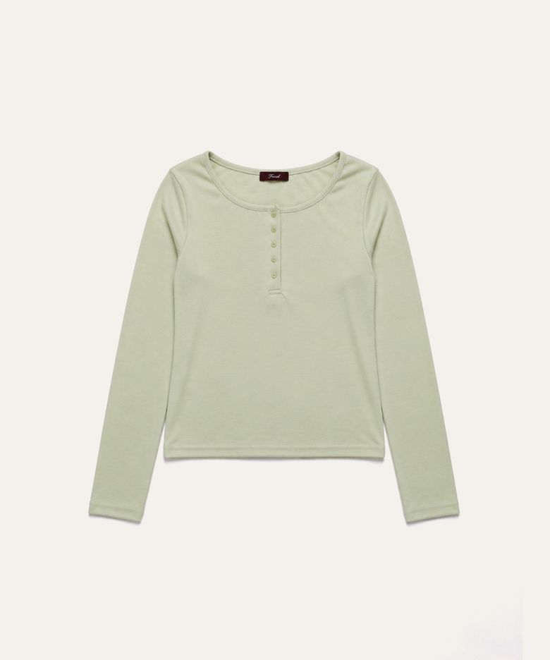 Henley neck long sleeve t-shirt (light green)