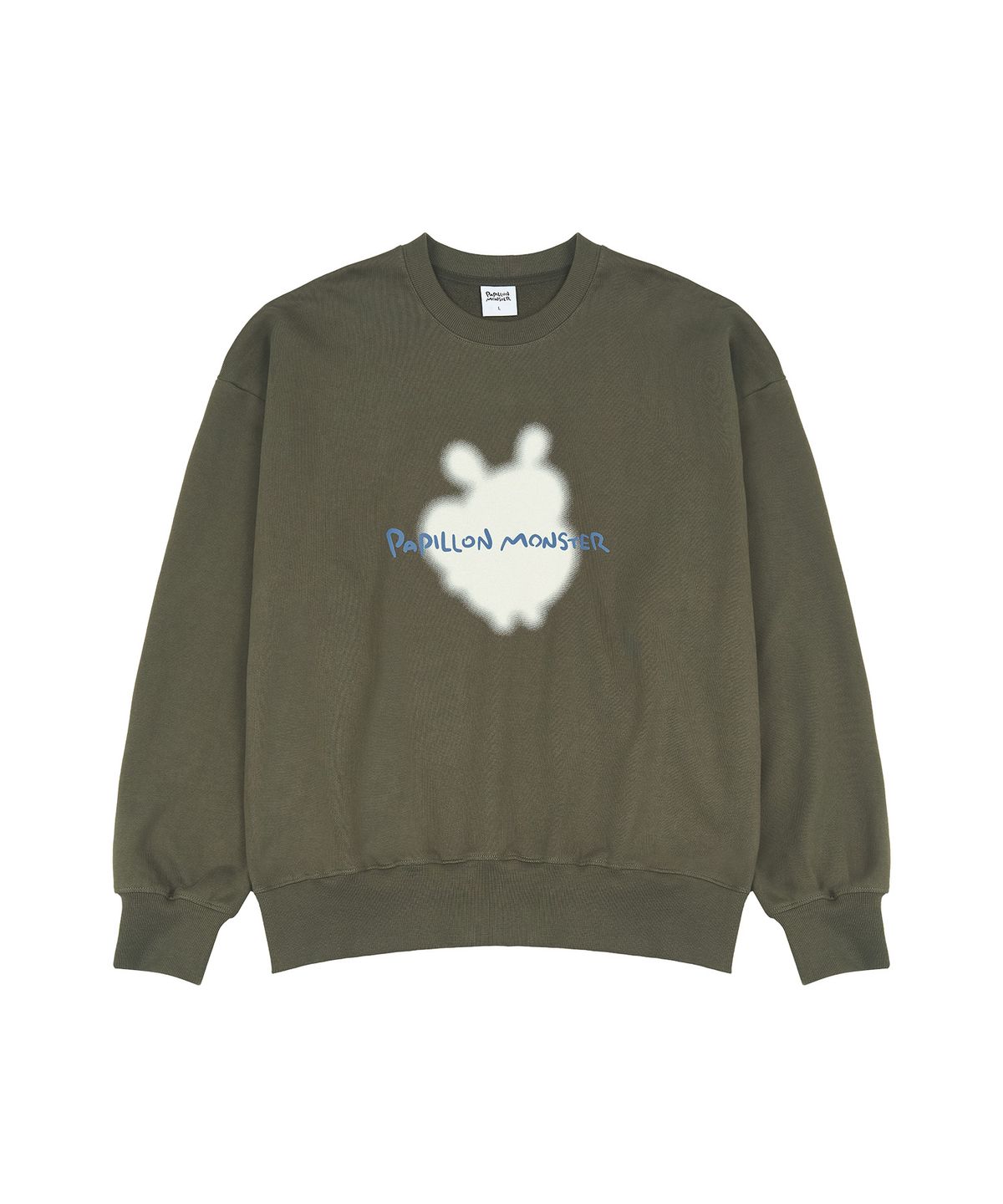 빠삐용 몬스터(PAPILLON MONSTER) L/S PAPI Blur Cutoff Sweatshirt_Khaki