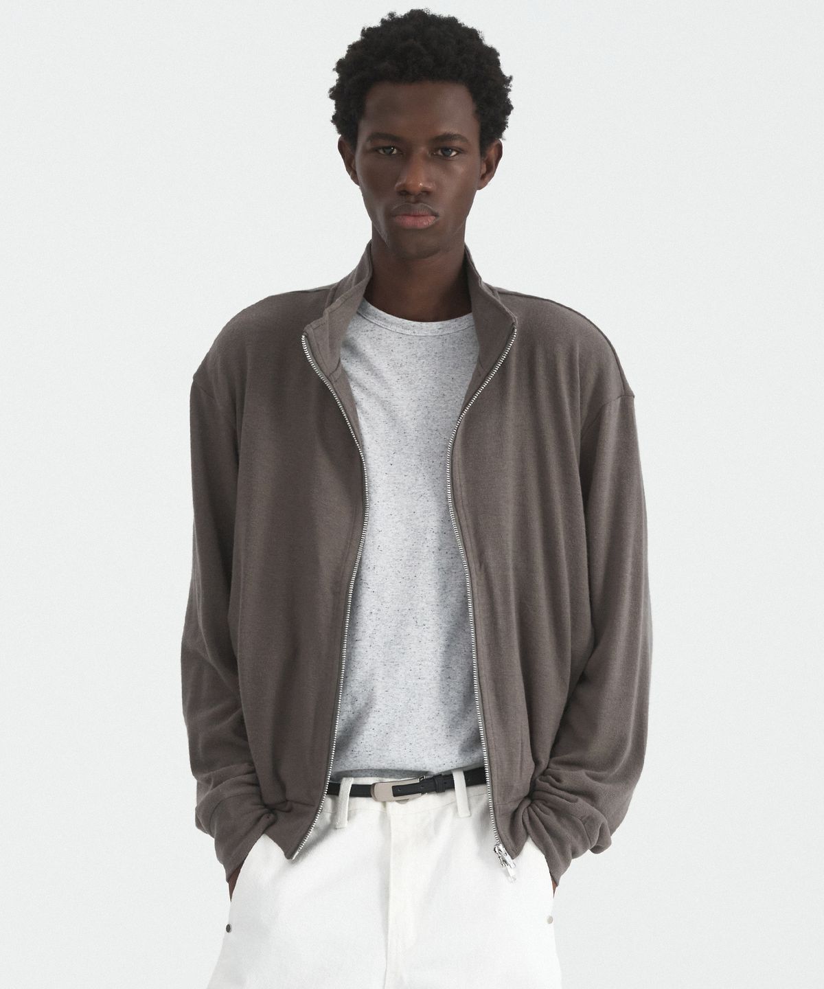 윈더(WINDER) WOOL JERSEY TRACK JACKET - TAUPE
