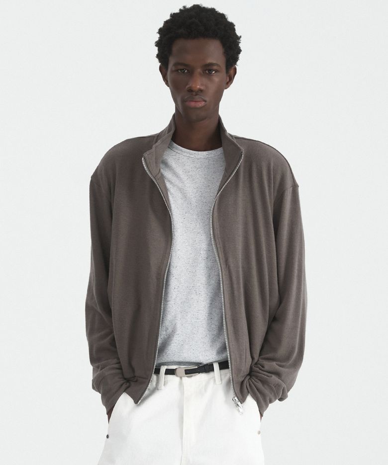 WOOL JERSEY TRACK JACKET - TAUPE