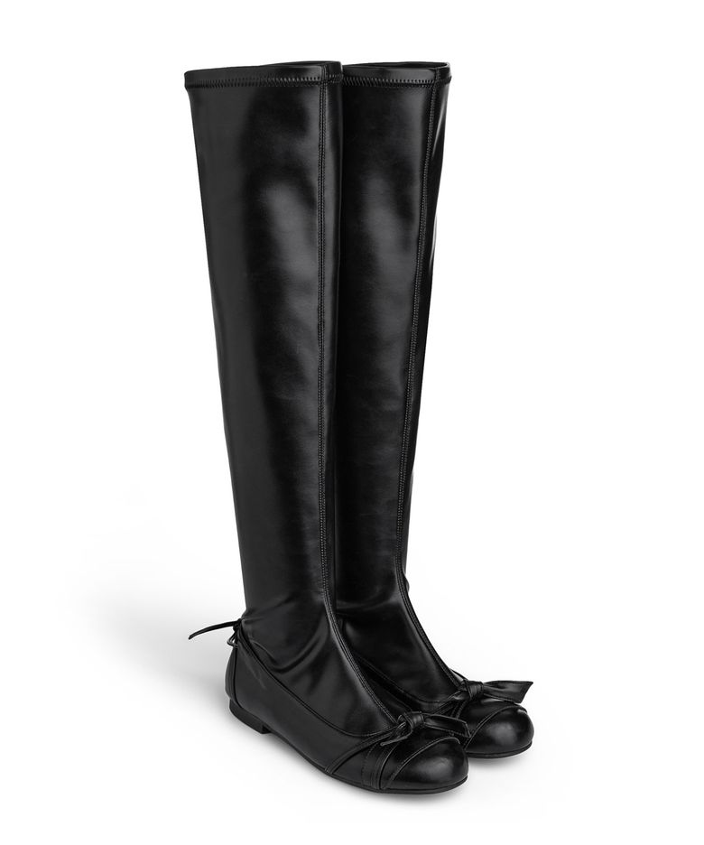 SPAN RIBBON LONG BOOTS IN BLACK