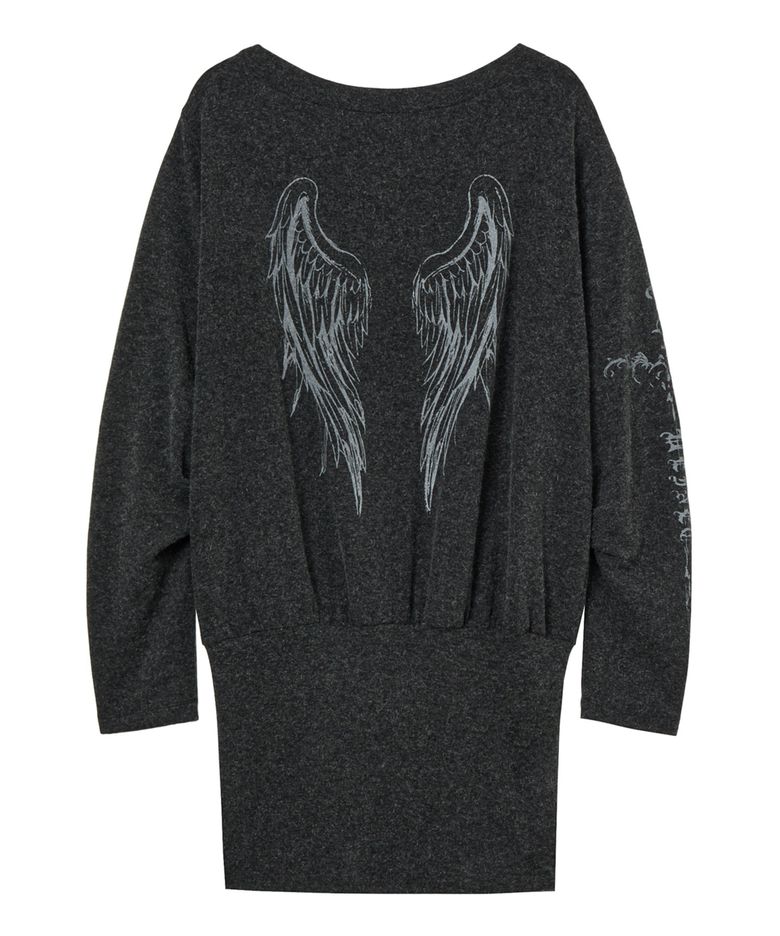 ANGEL OFF-SHOULDER DRESS IN CHARCOAL