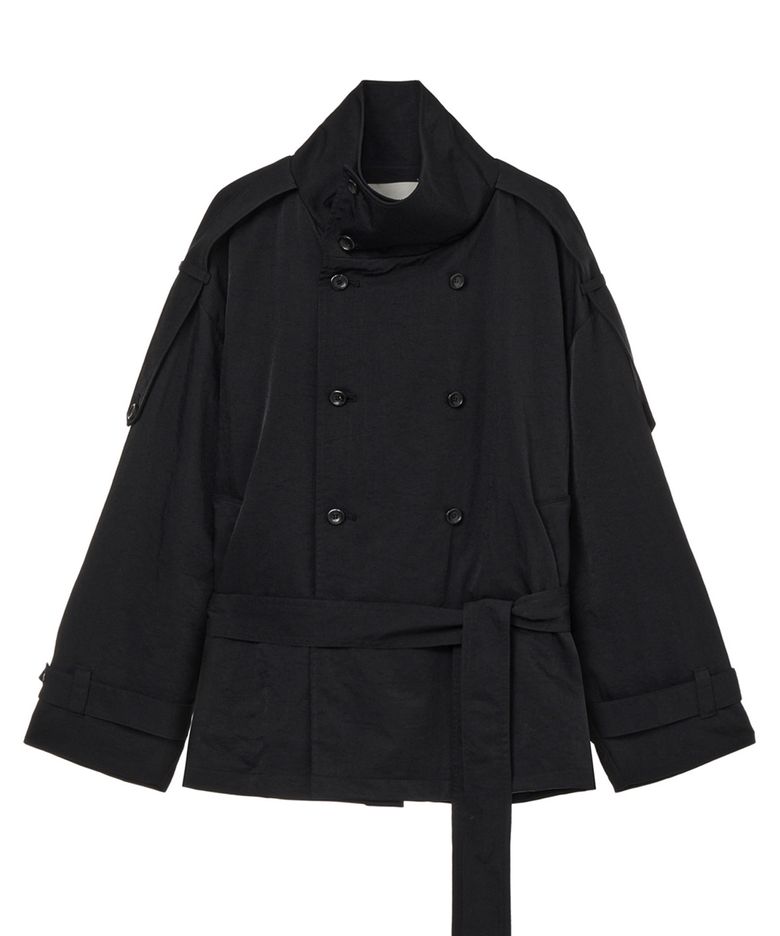 BUCKLE TRENCH JACKET IN BLACK
