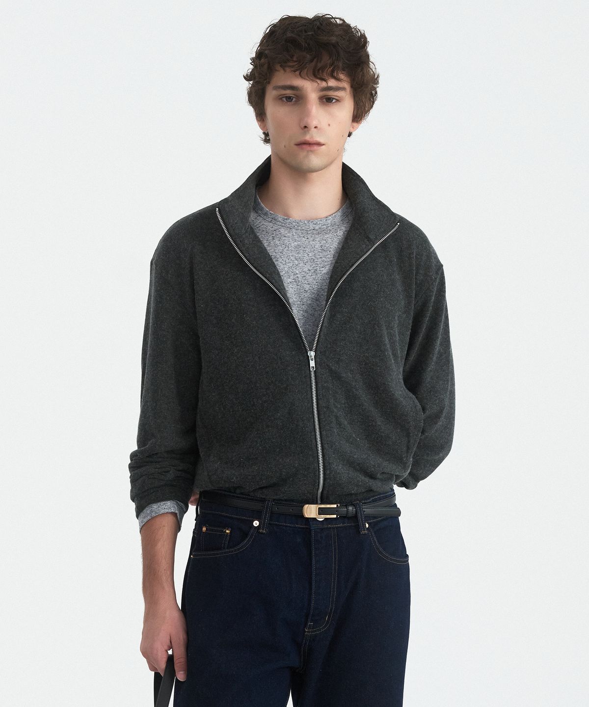 윈더(WINDER) WOOL JERSEY TRACK JACKET - CHARCOAL