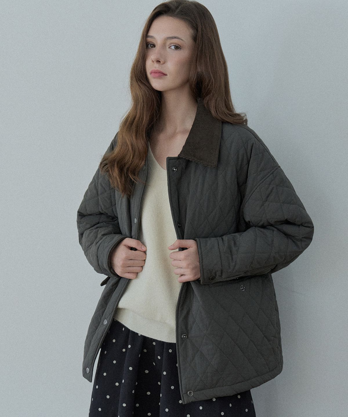 아방(AVANT-G) Diamond Quilted Safari Jacket - KHAKI