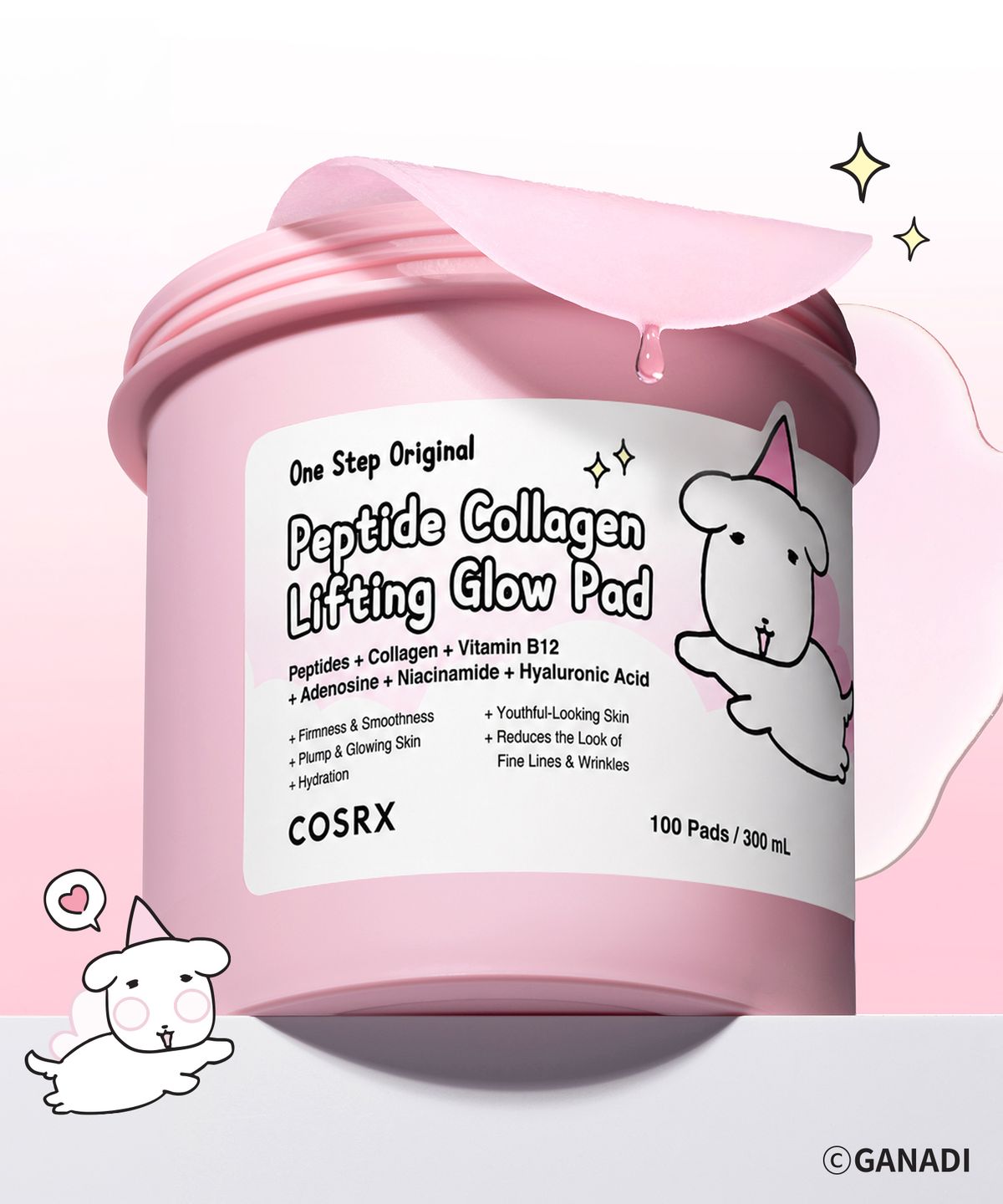 코스알엑스(COSRX) [GANADI EDITION] 원스텝 오리지널 펩타이드 콜라겐 리프팅 글로우 패드 100매