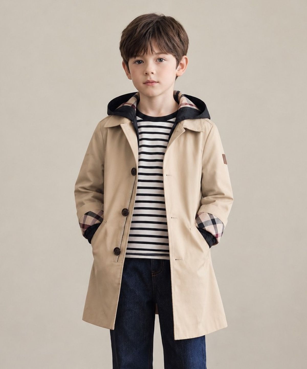 닥스키즈(DAKS KIDS) 디테처블 싱글 트렌치 코트 (베이지) DVJU6C603M_BG