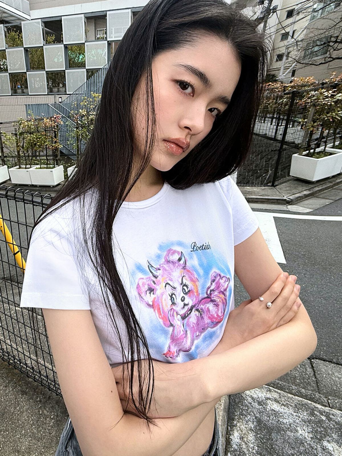 포에티시(POETISH) ANGMAGOM CROP T-SHIRT AW6SE203_01