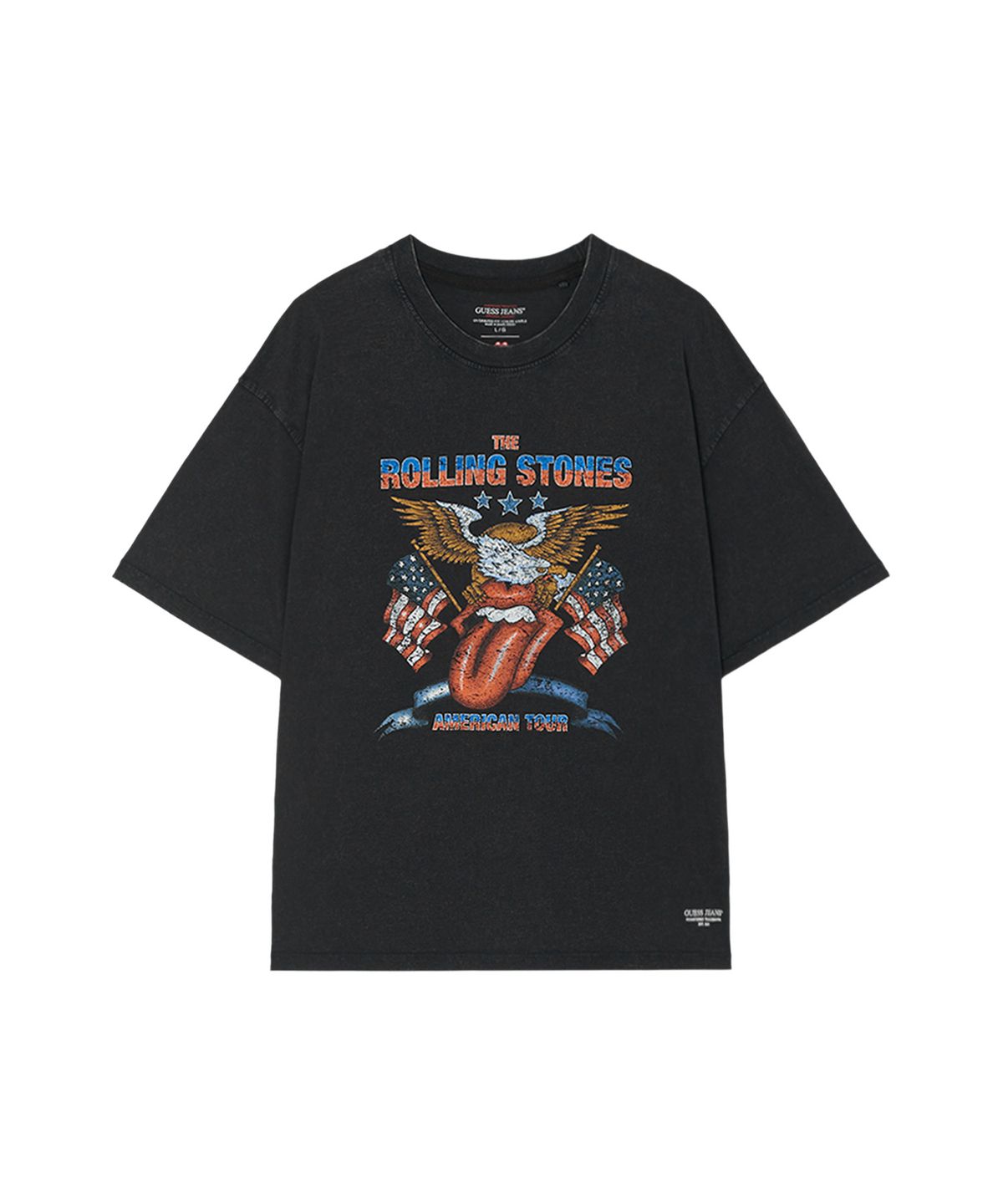 게스(GUESS) 1color 게스진스 × 롤링스톤즈 오버핏 이글 티셔츠 MQCK1346