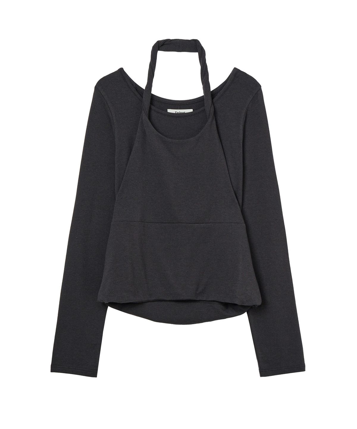 다이닛(DEINET) LAYERED HALTER NECK LONG SLEEVE IN CHARCOAL