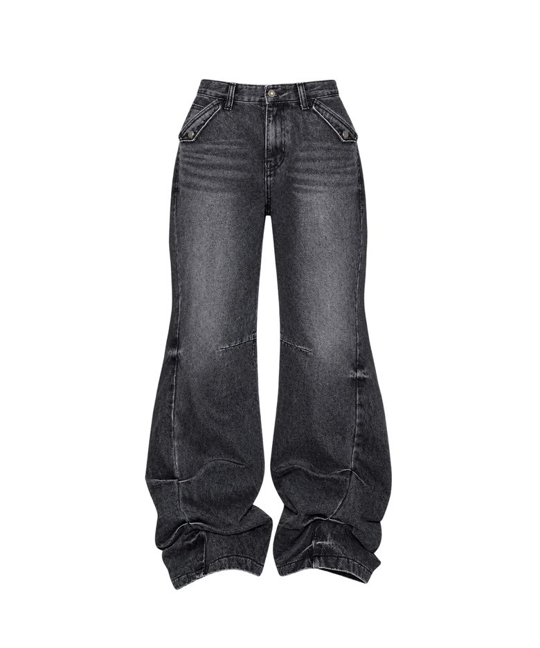Fold Flare Fit Denim Jeans (블랙)