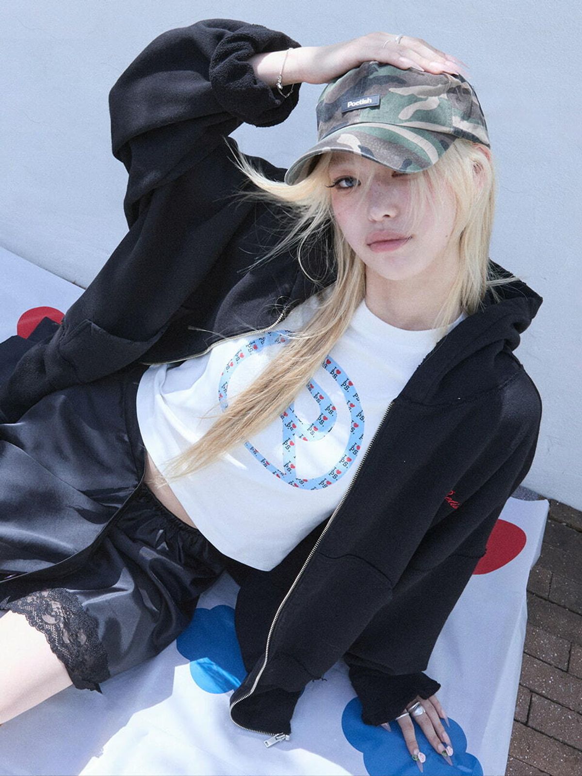 포에티시(POETISH) GARMENT BIO WASHED OVERSIZED ZIP-UP HOODIE AW6AM908_2color