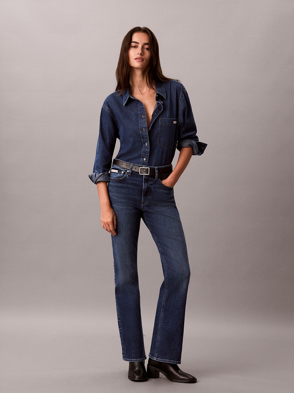 캘빈클라인 진(CALVIN KLEIN JEANS) 여성 하이라이즈 부츠컷 인디고 데님 47J770G 0KH