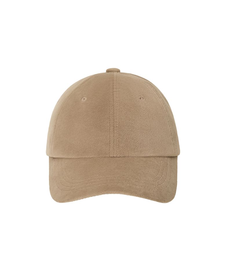 EMIS TAG VELVET BALL CAP-BEIGE