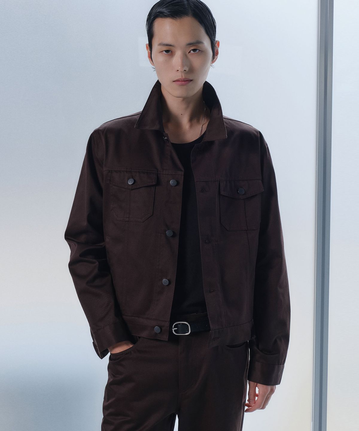 베른(VERN) LUCA FINE COTTON TRUCKER JACKET (BROWN)