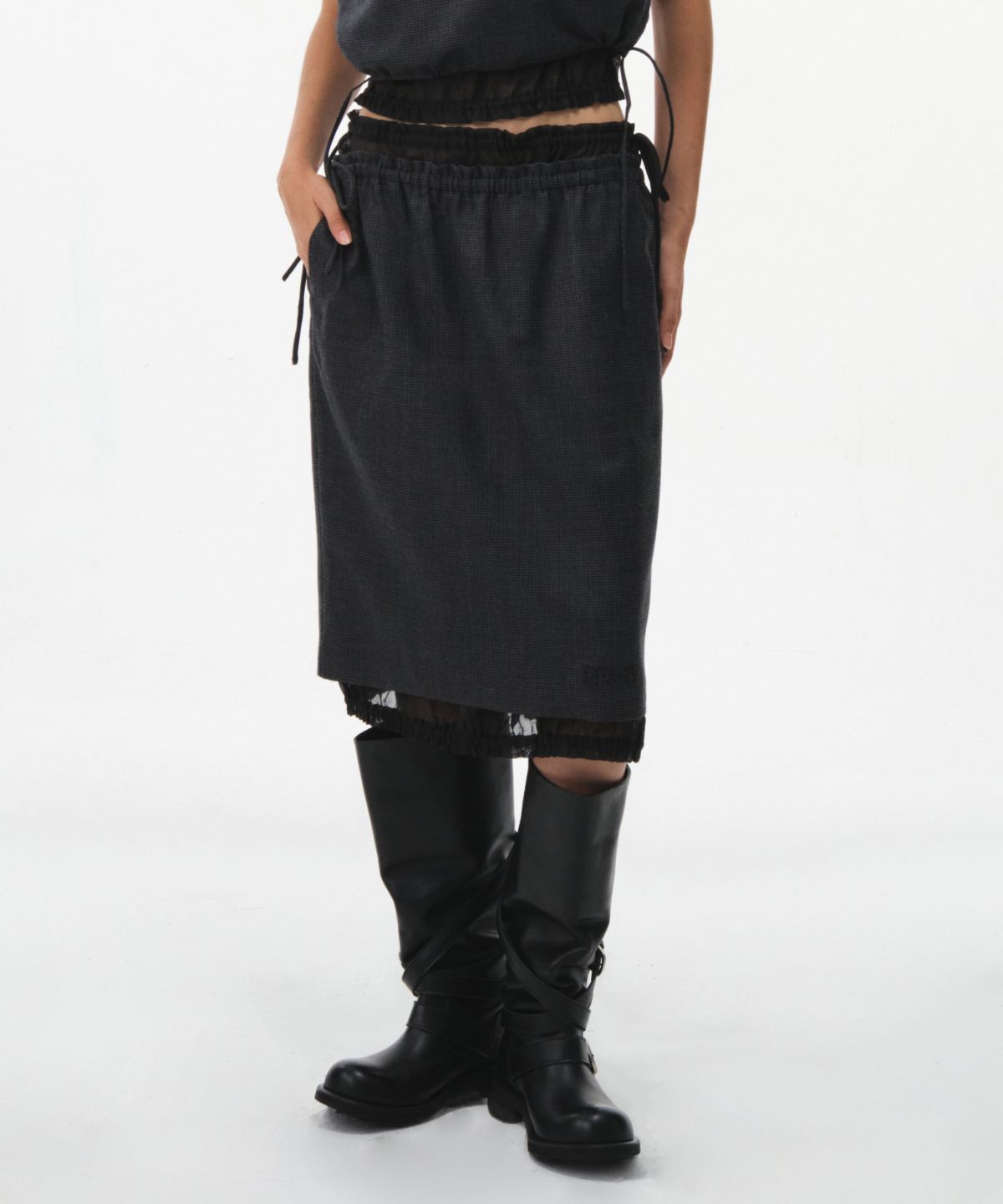 그로브(GROVE) 26FW MARINA MIDI SKIRT (CHARCOAL)
