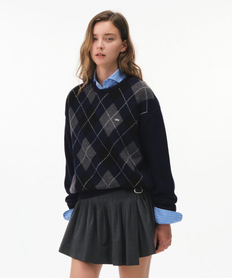 ADELA ARGYLE KNIT (NAVY)