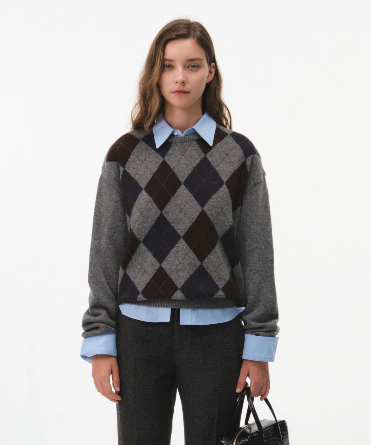 그로브(GROVE) ADELA ARGYLE KNIT (MELANGE GRAY)
