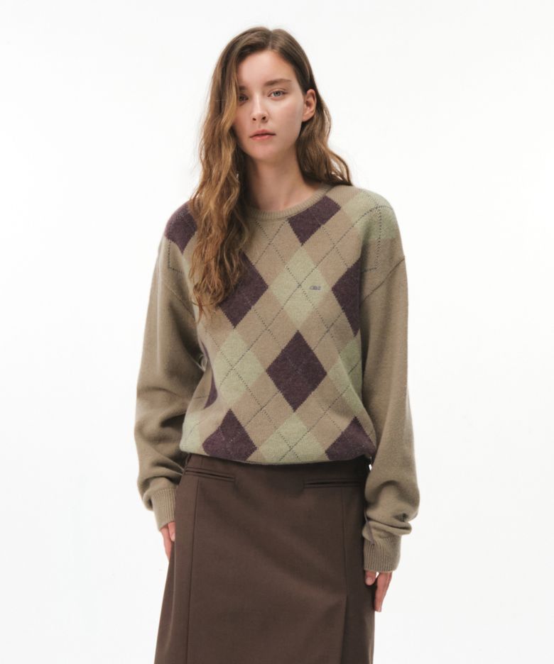 ADELA ARGYLE KNIT (BEIGE)