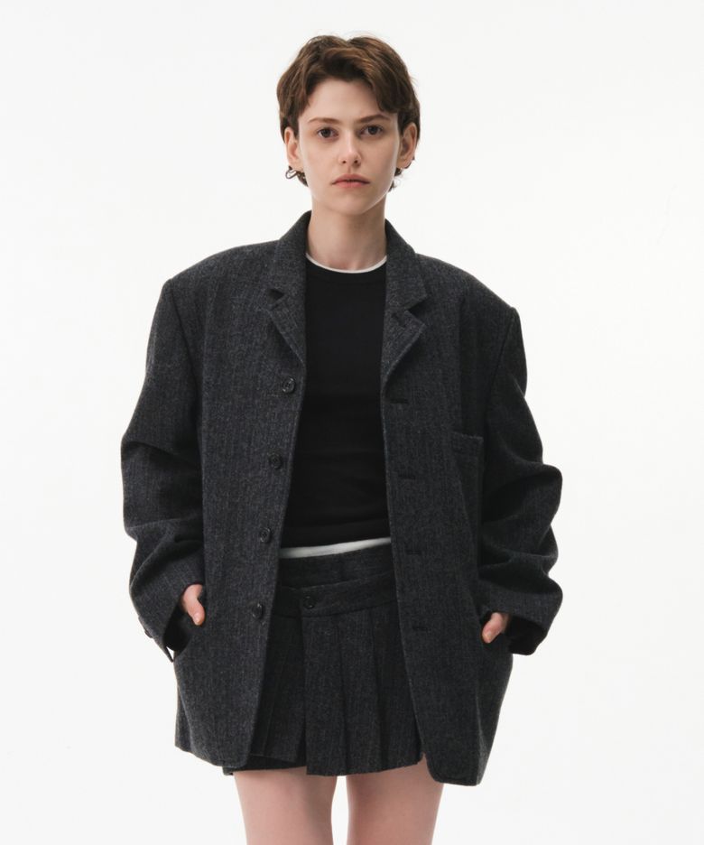 MABEL HERRINGBONE JACKET (CHARCOAL)