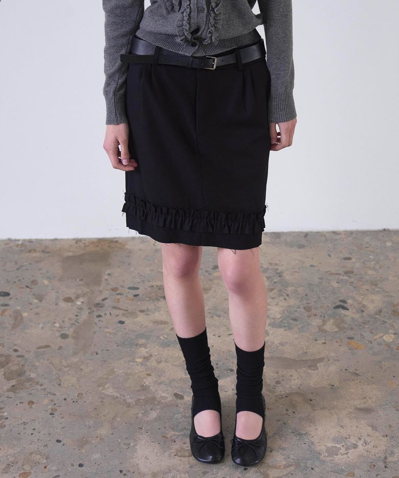 Milan Frill Pencil Skirt Black