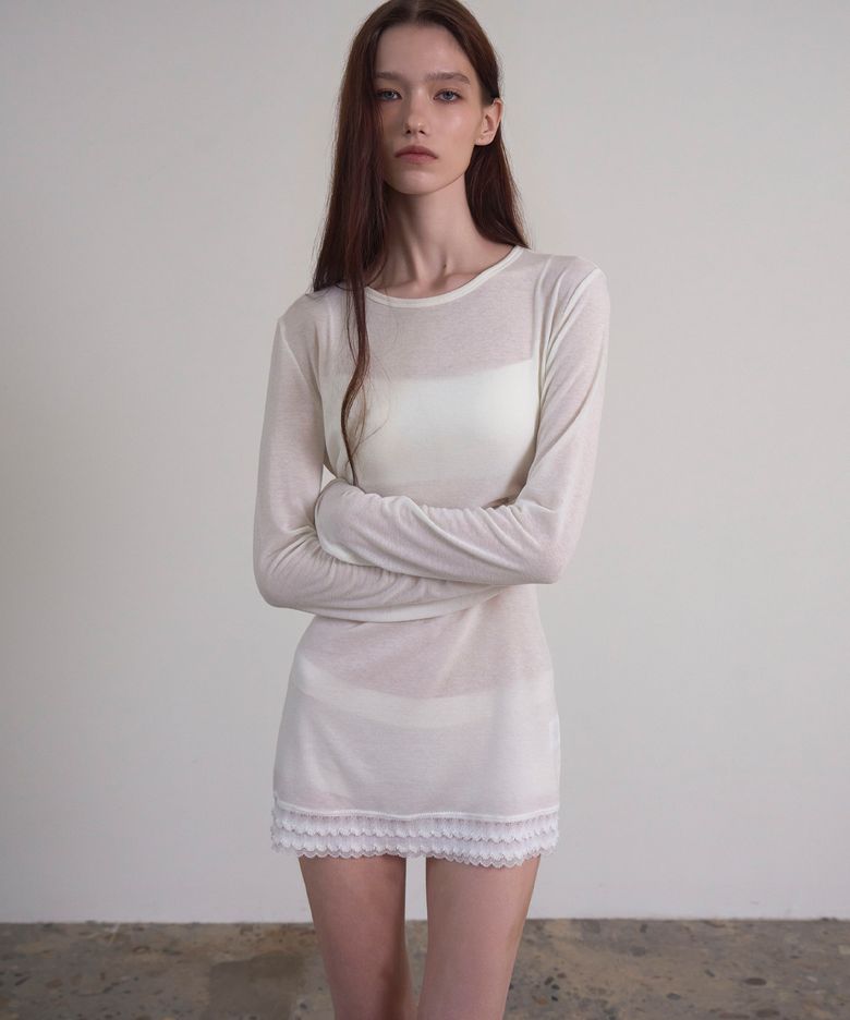 Melt Lace Mini Dress White
