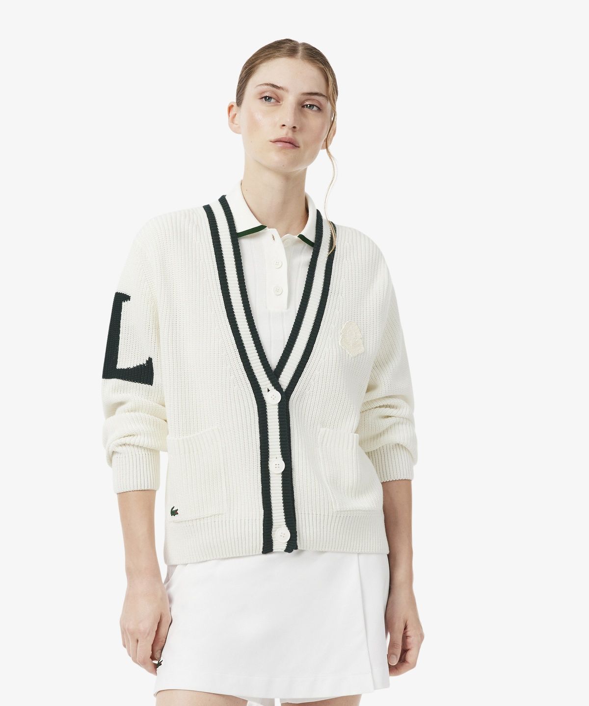 라코스테(LACOSTE) 여성 골프 조직감 버튼 가디건 AF6789-56N 0LP