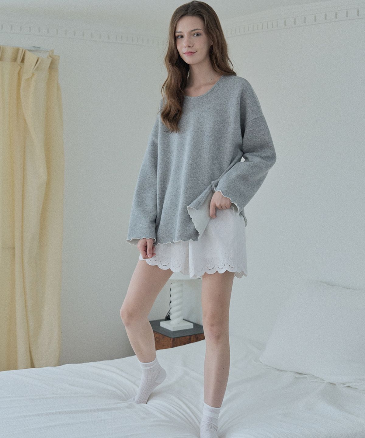 아방(AVANT-G) Wool Oversize Unbalanced Knit - GREY