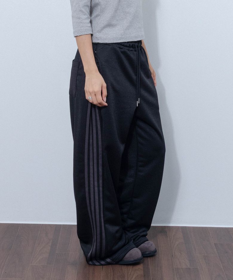 사이드 라인 트랙 와이드 팬츠 블랙