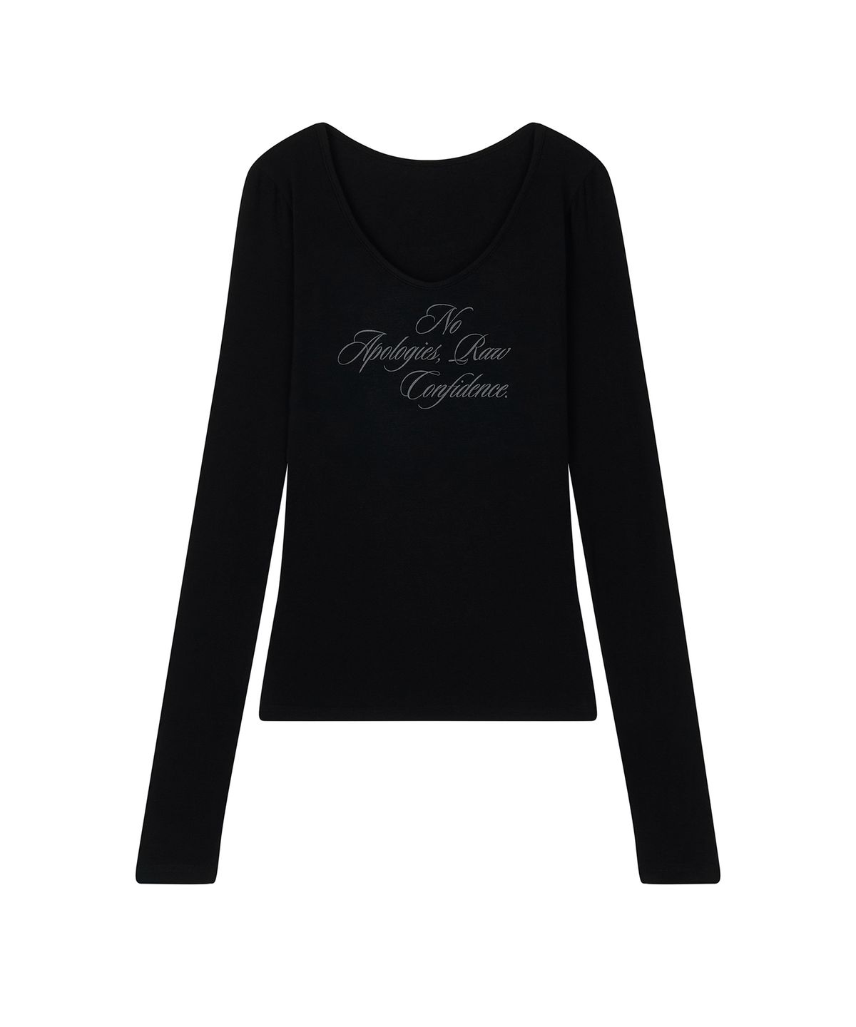 로타입(ROUGHTYPE) Loose Fit Deep V-neck Long Sleeve - Black
