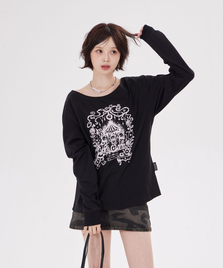 WONDERLAND ONE SHOULDER(BLACK)