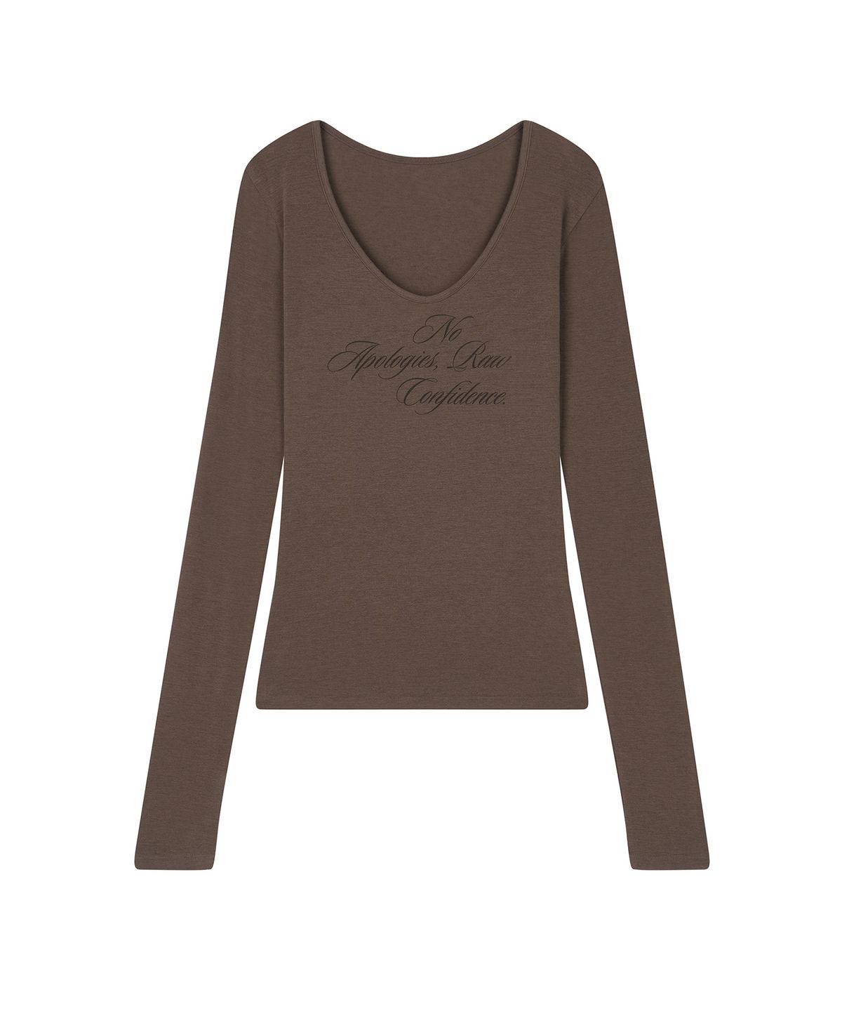 로타입(ROUGHTYPE) Loose Fit Deep V-neck Long Sleeve - Mocha