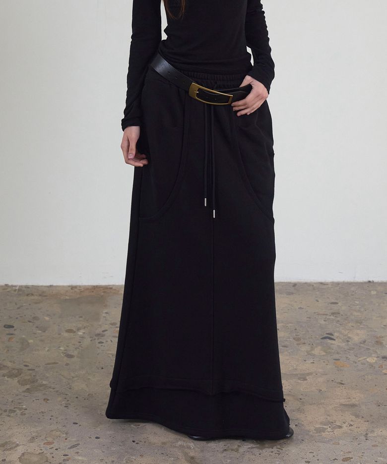 Off-Duty Maxi Sweat Skirt Black