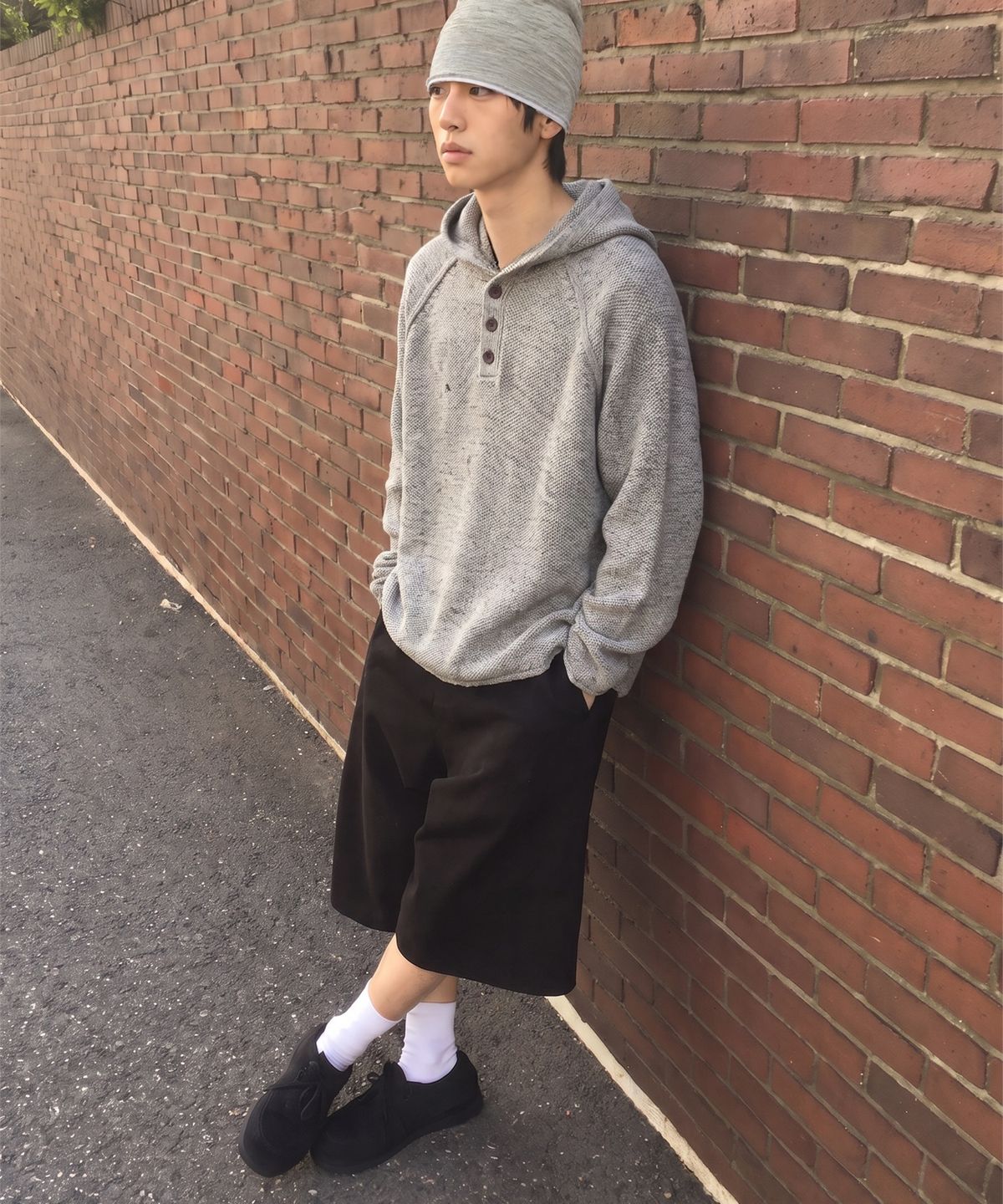 메인부스(MAINBOOTH) Grain Hooded Sweater(GRAY)